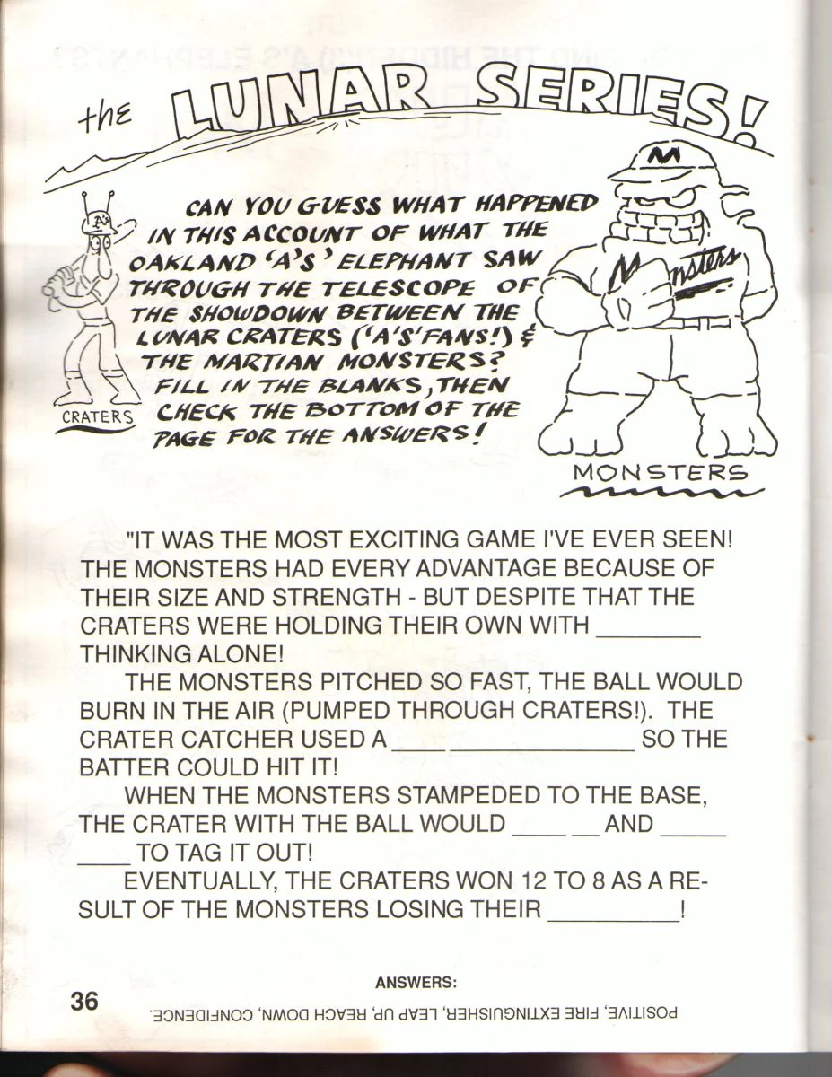 Oakland A’s activity book — page 36