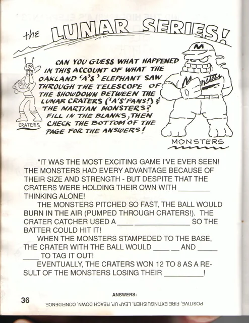 Oakland A’s activity book — page 36